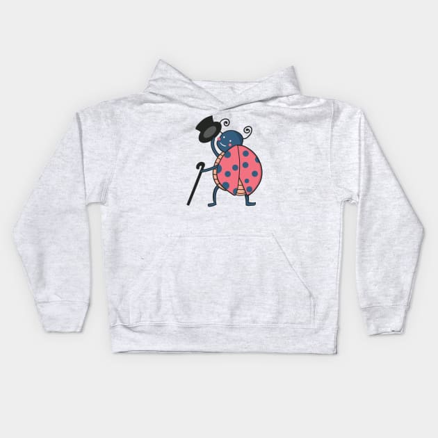 Kawaii cute Ladybug with top hat Drawing Kids Hoodie by MariOyama